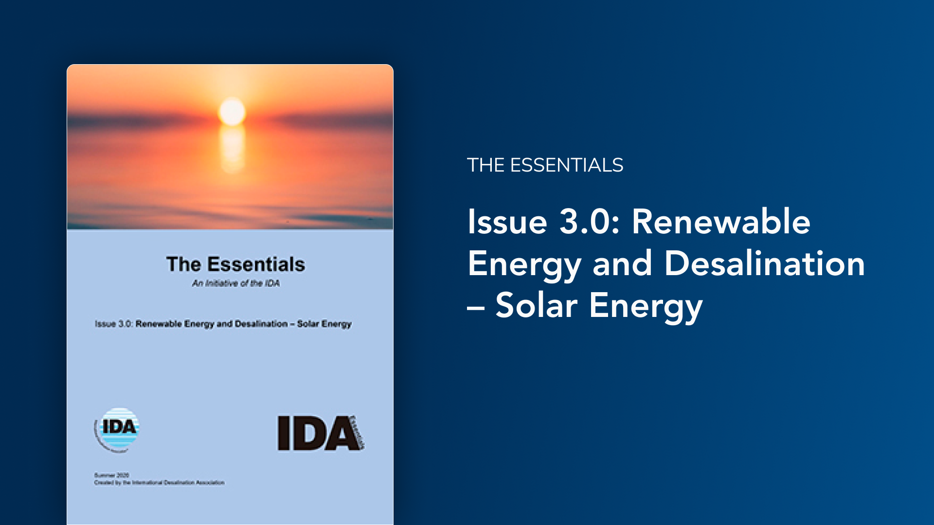 Issue 3.0: Renewable Energy and Desalination – Solar Energy