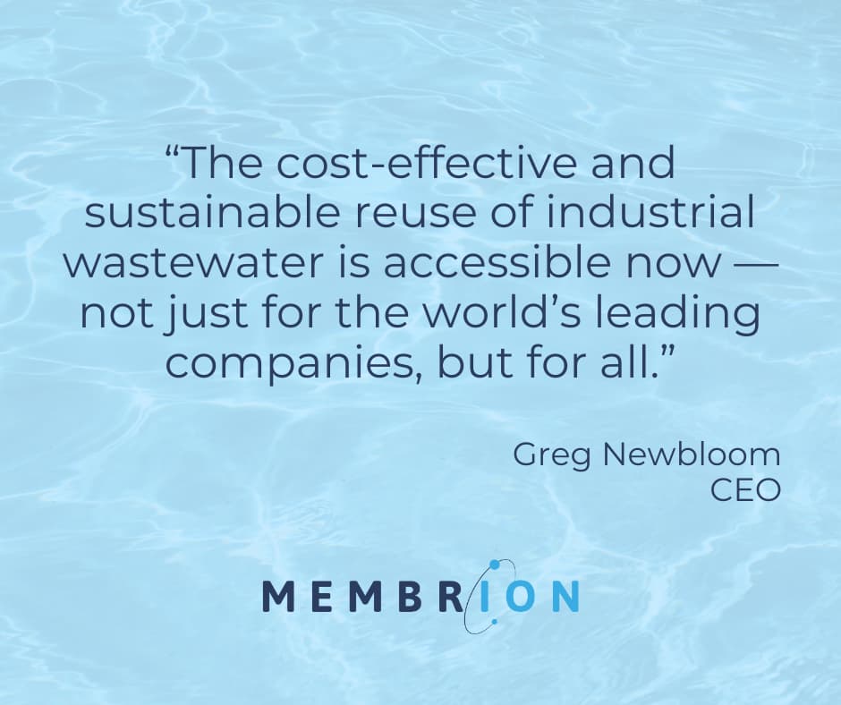 Membrion announces stellar pilot results for novel wastewater reuse solution at 100+ Accelerator Demo Day and Sustainable Innovation Expo