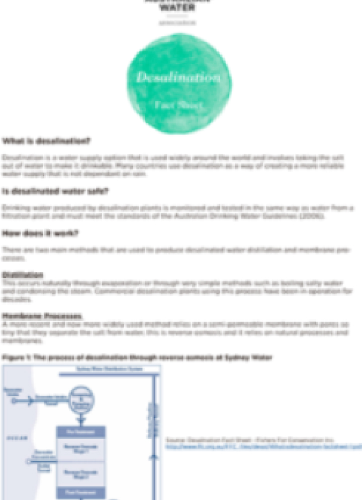 Desalination Fact Sheet