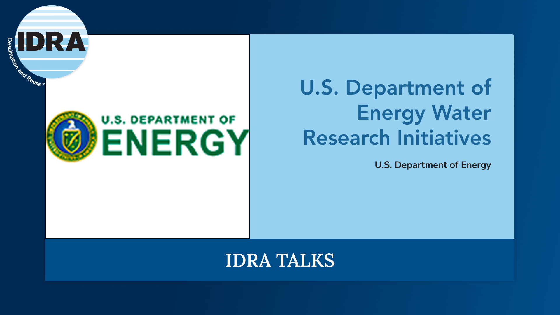 U.S. Department of Energy Water Research Initiatives