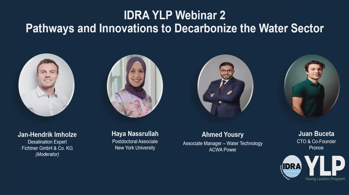 IDRA YLP Webinar – Pathways and Innovations to Decarbonize the Water Sector